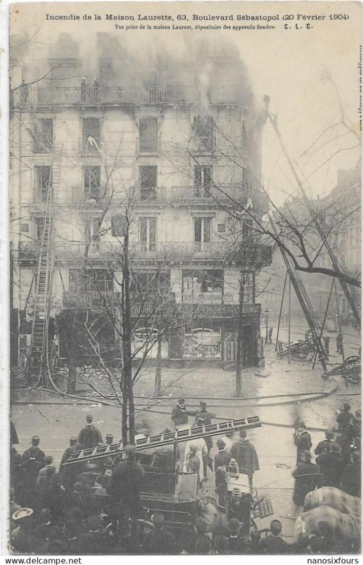 CARTE METIERS SAPEURS POMPIERS. INCENDIE DE LA MAISON LAURETTE EN 1904 - Firemen