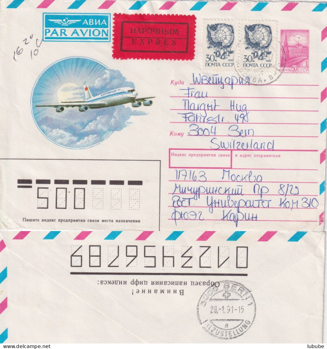 Express Ganzsachen Brief  "Luftpost"  Moskau - Bern        1991 - Cartas & Documentos