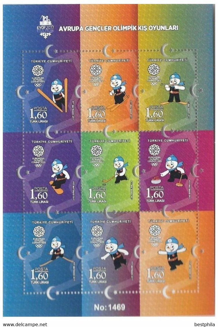 Turkey, Türkei - 2017 - European Youth Olympic Festival - 1.Mini S/Sheet & With Serial Numbers (perf.) ** MNH - Unused Stamps