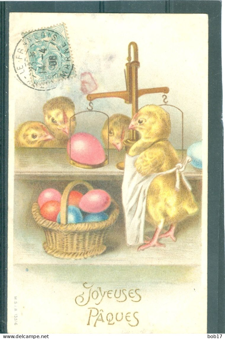 2 Caetes - Relief - Gaufrée - Embossed - Prage - Poussins - Ostern