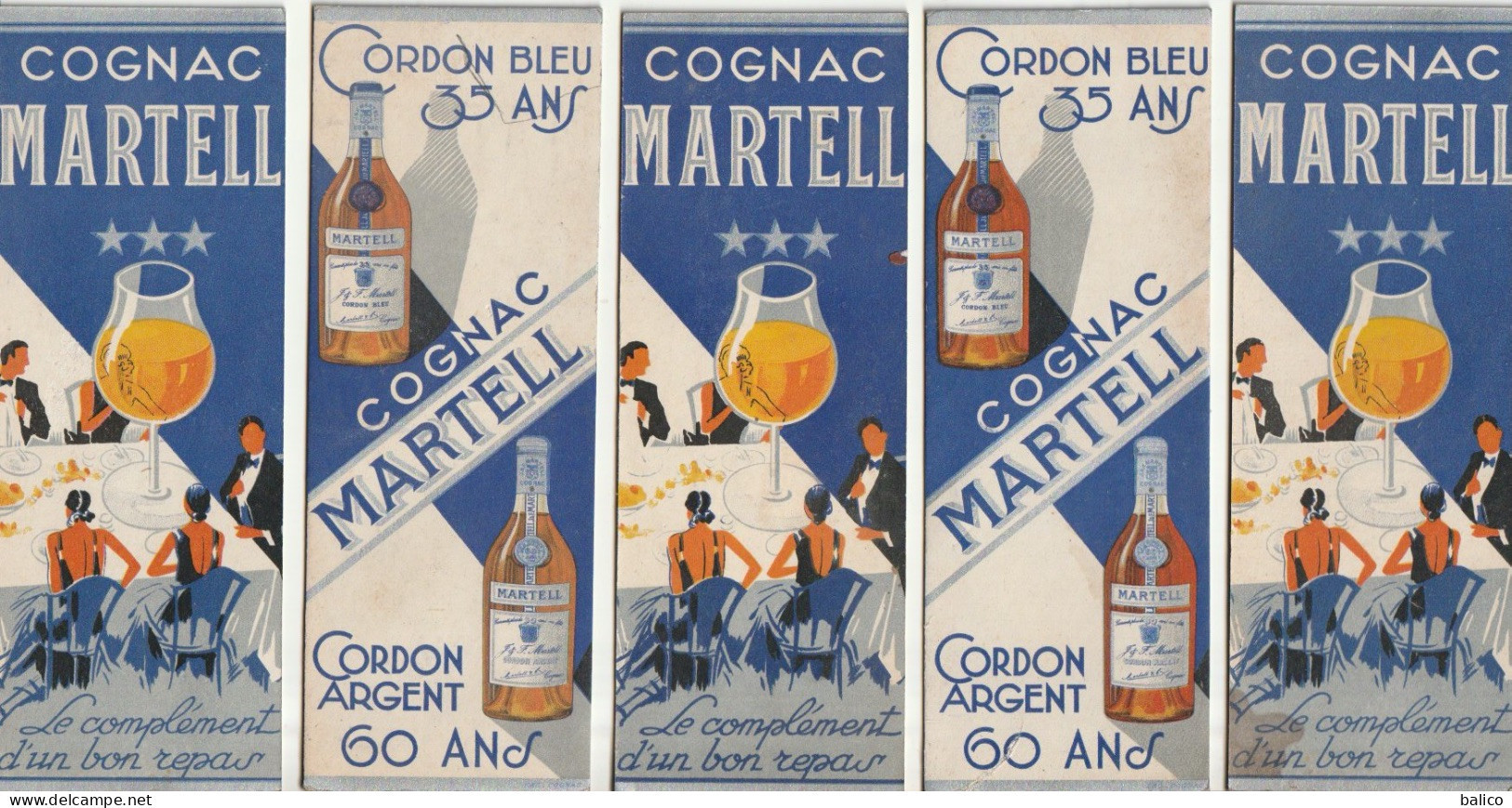 5 Marques Pages  " Cognac MARTELL " - Marque-Pages