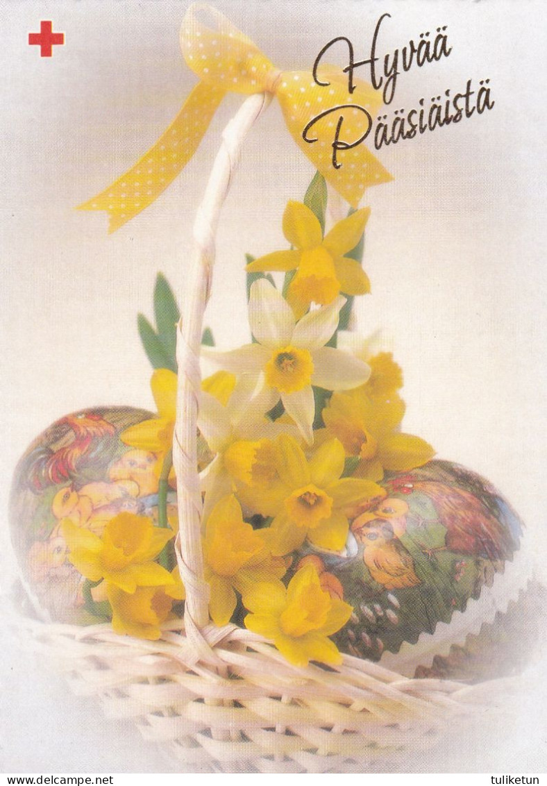 Postal Stationery - Easter Flowers - Daffodils In The Basket - Eggs - Red Cross 1995 - Suomi Finland - Postage Paid - Postal Stationery