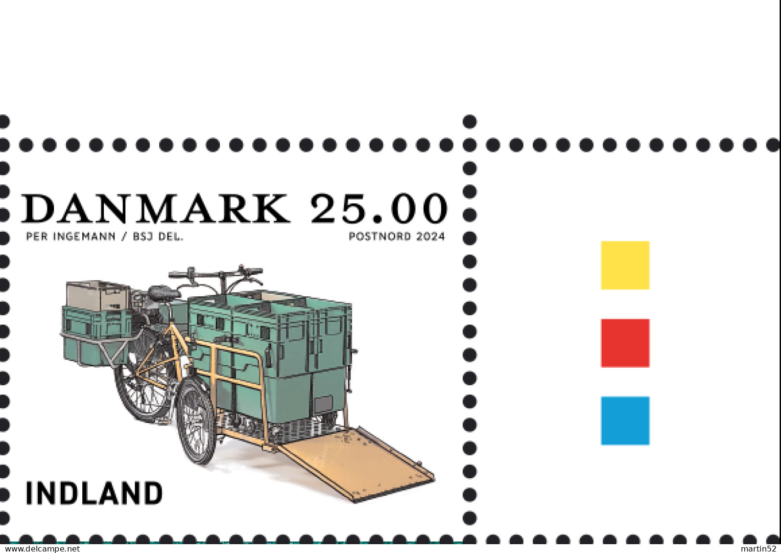 Danmark 2024: HAFNIA 2024 Single Stamp "postal Bicycle" (25.00 Kr) Taken From Sheetlet ** MNH - Wielrennen