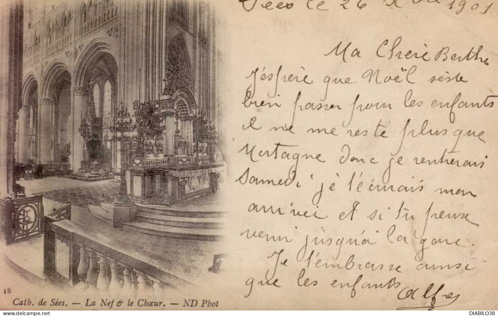 SEES   ( ORNE )    CATHEDRALE DE SEES . LA NEF ET LE CHOEUR - Sees