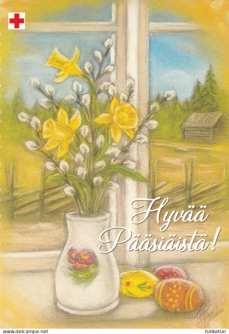 Postal Stationery - Easter Flowers - Daffodils - Willows - Eggs - Red Cross 2003 - Suomi Finland - Postage Paid - Postal Stationery