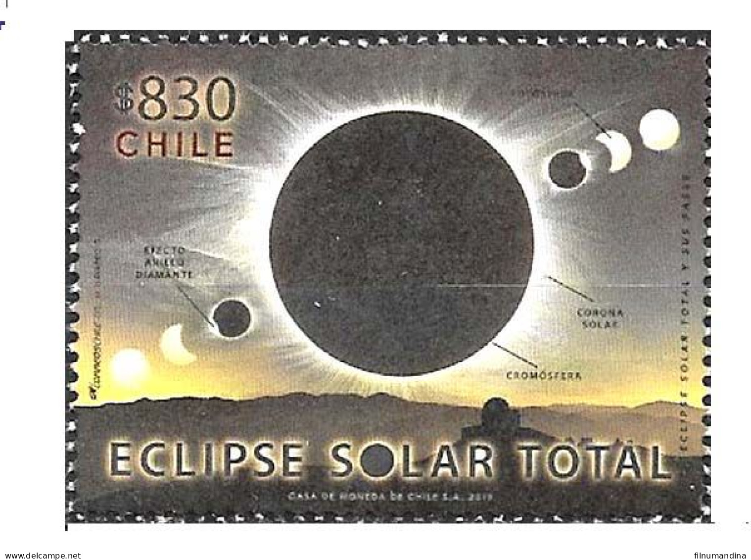 #2617 CHILE 2019 ASTRONOMY SOLAR ECLIPSE,YV 2146 MNH - Chili