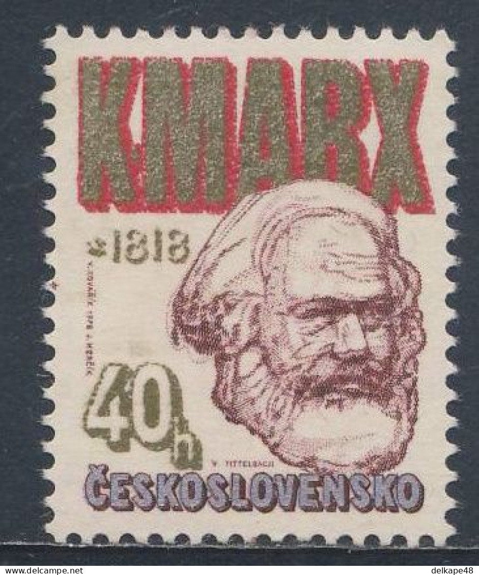 Tschechoslowakei Czechoslovakia 1978 Mi 2422 YT 2255 SG 2384 ** Karl Marx - 160. Geburtstag / Historian, Journalist, - Karl Marx