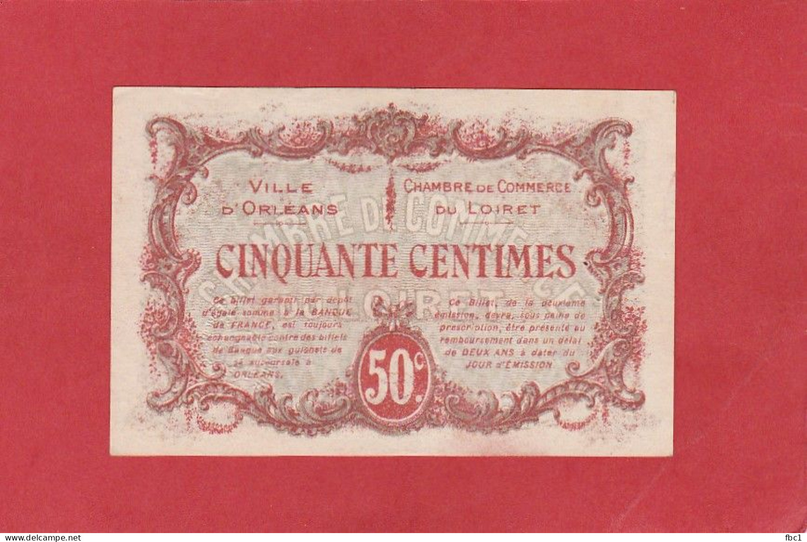 Loiret - Chambre De Commerce Et Ville D'Orléans - 50 Centimes (1916) 2e émission - Cámara De Comercio