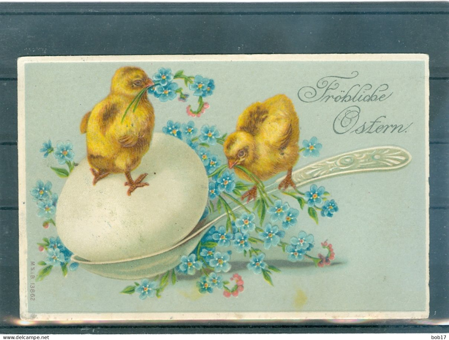 2 Cartes - Relief - Gaufrée - Embossed - Prage - Poussins - Ostern