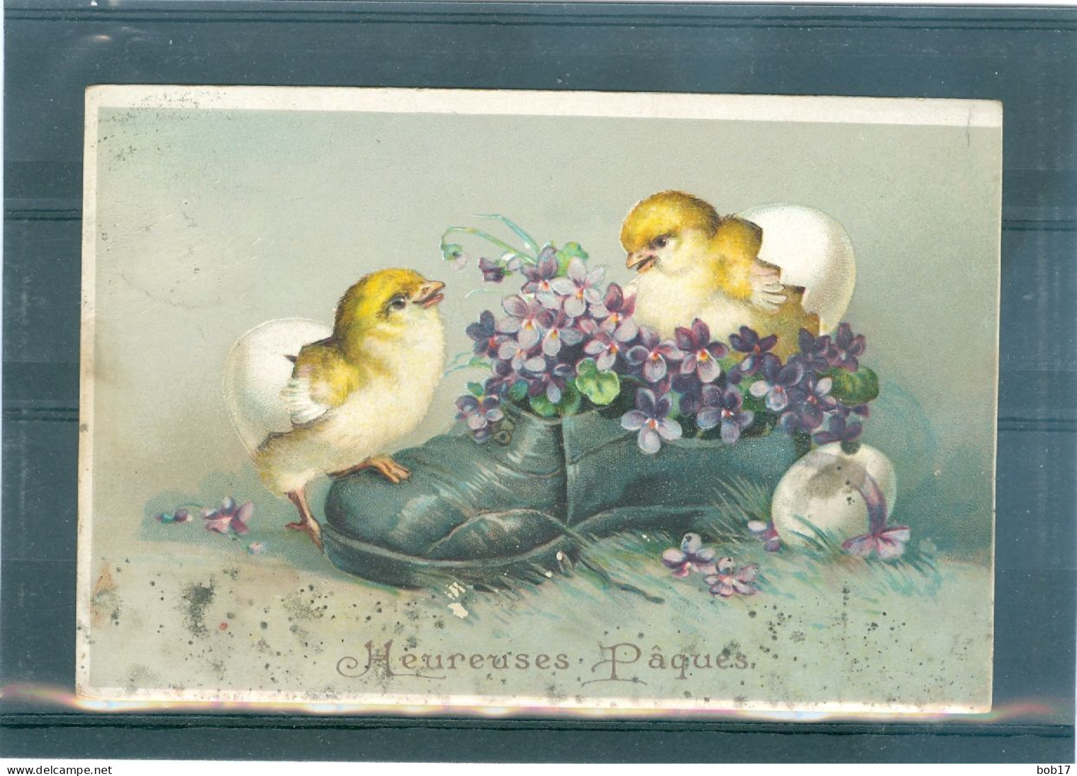 2 Cartes - Relief - Gaufrée - Embossed - Prage - Poussins - Ostern