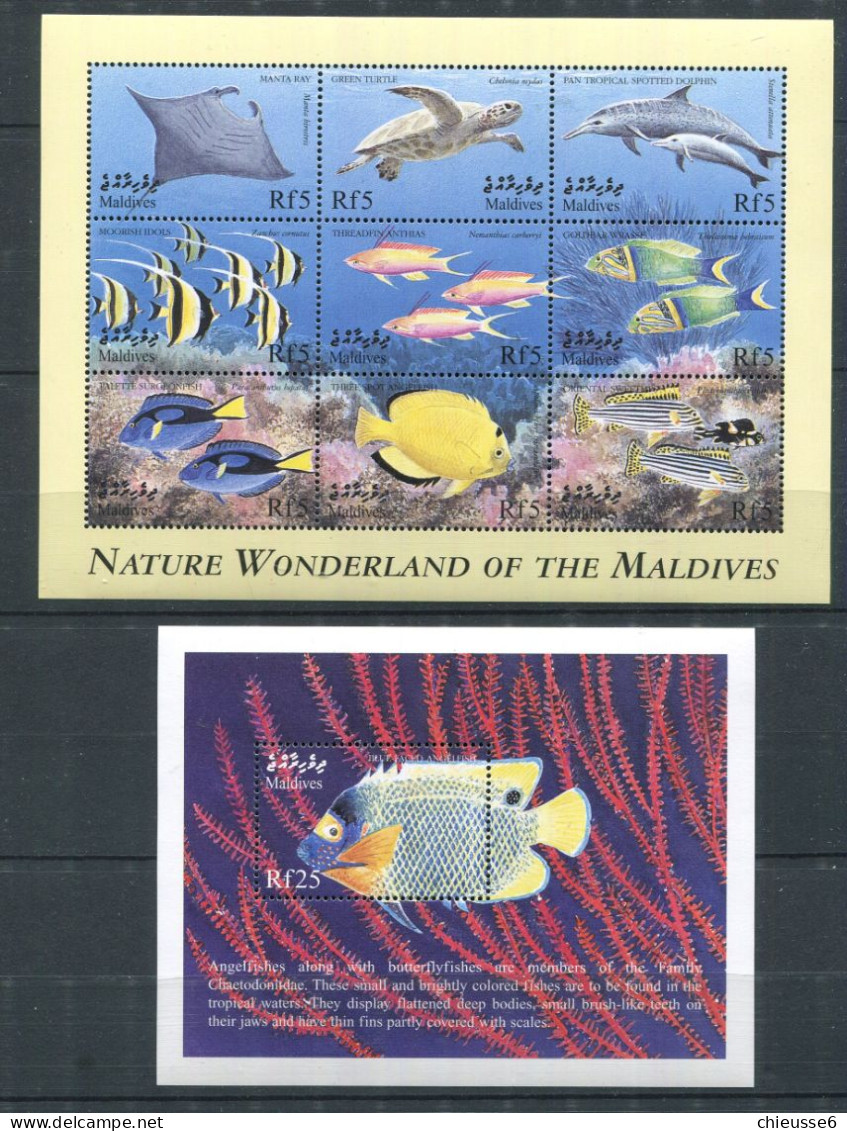 Maldives ** N° 2809 à 2817 En Feuillet - Bloc 422 - Poissons - Maldives (1965-...)