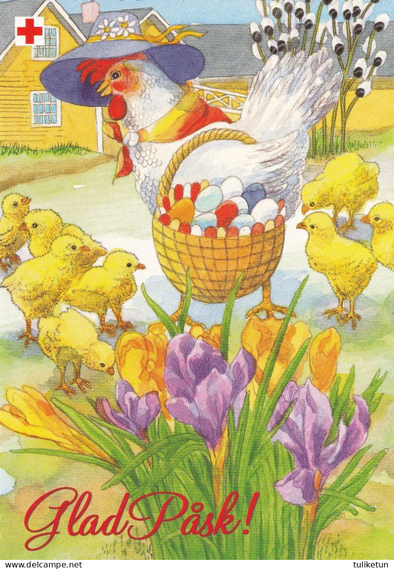 Postal Stationery - Chicken - Eggs In The Basket - Chicks - Happy Easter - Red Cross 2003 - Suomi Finland - Postage Paid - Postal Stationery