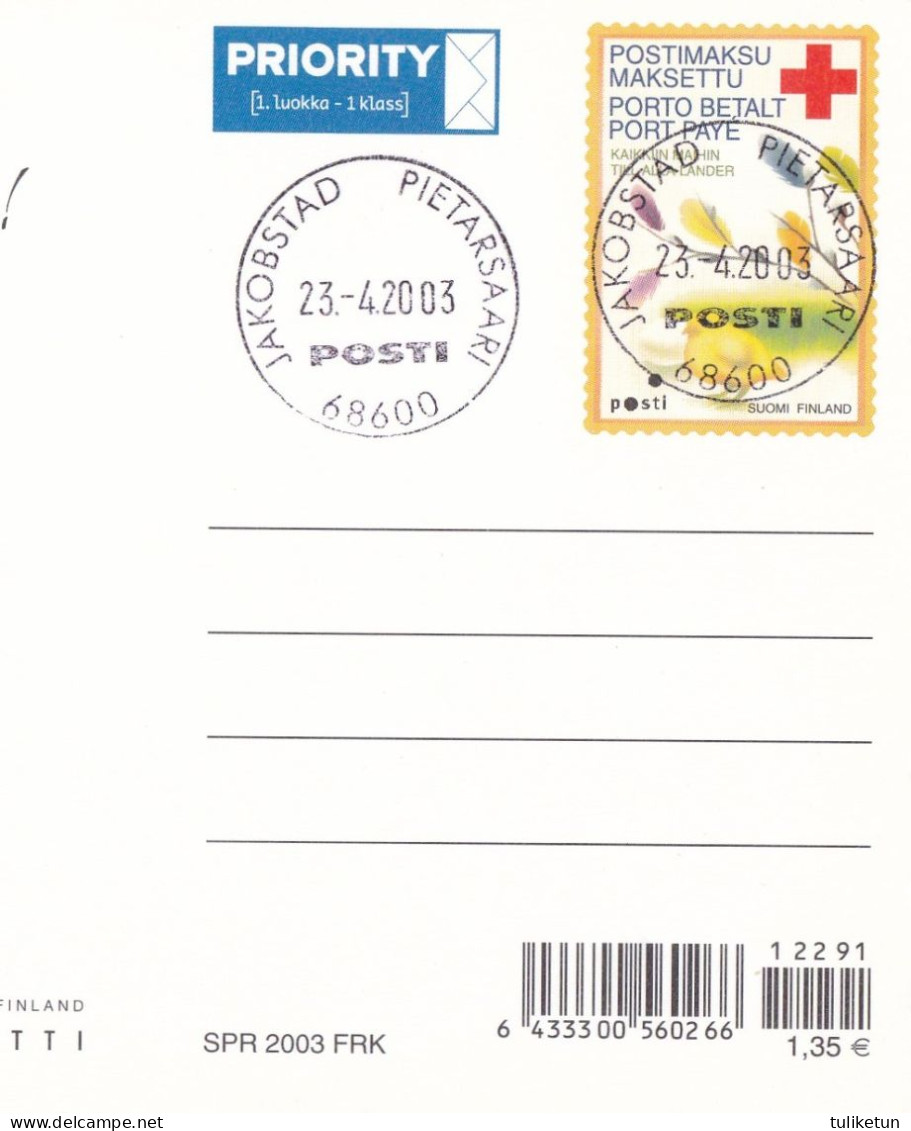 Postal Stationery - Chicken - Eggs In The Basket - Chicks - Happy Easter - Red Cross 2003 - Suomi Finland - Postage Paid - Entiers Postaux