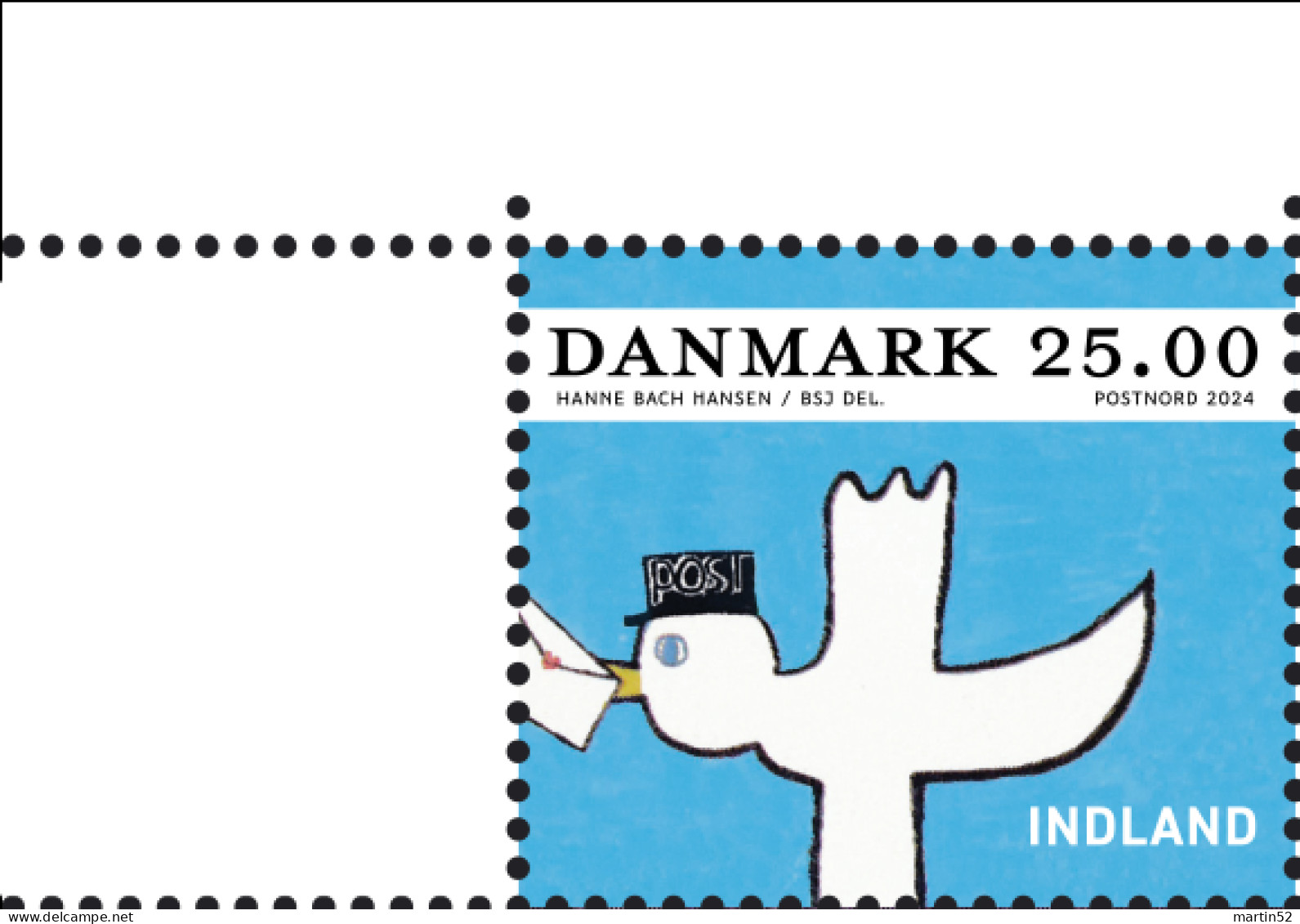 Danmark 2024: HAFNIA 2024 Single Stamp "symbolic Postal Dove" (25.00 Kr) Taken From Sheetlet ** MNH - Poste