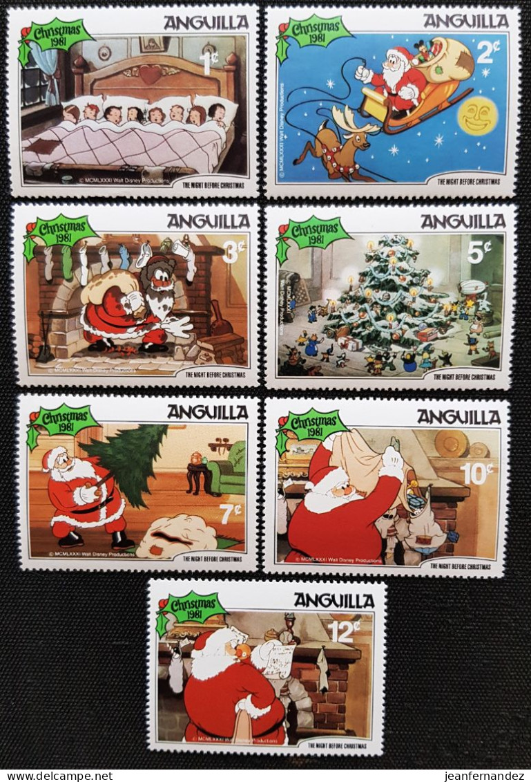 Anguilla 1981 "The Night Before Christmas" - Scenes From Walt Disney  Stampworld N° 451 à 457 - Anguilla (1968-...)