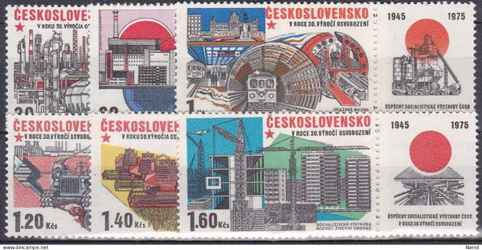 ** Tchécoslovaquie 1975 Mi 2285-90 Zf (Yv 2128-33 Avec Vignettes), (MNH)** - Neufs