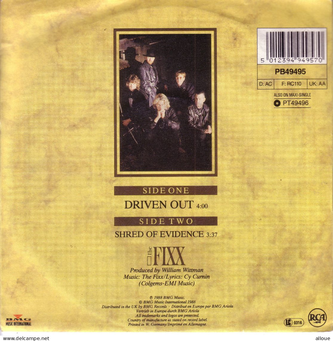 THE FIXX - GR SG 1988 - DRIVEN OUT + SHRED OF EVIDENCE - Disco, Pop