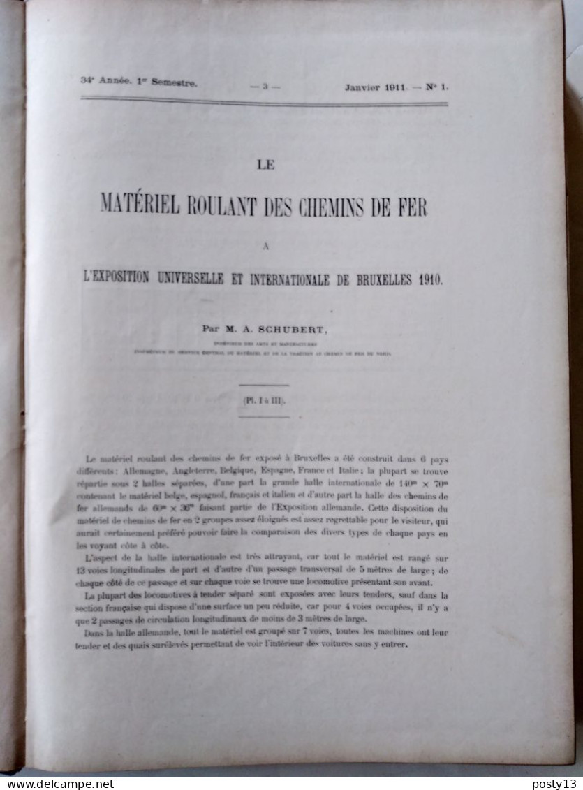 Revue Générale Des Chemins De Fer Et Des Tramways - 1er Semestre 1911 - Relié - TBE  Grand Livre  Voir Annonce - Chemin De Fer & Tramway