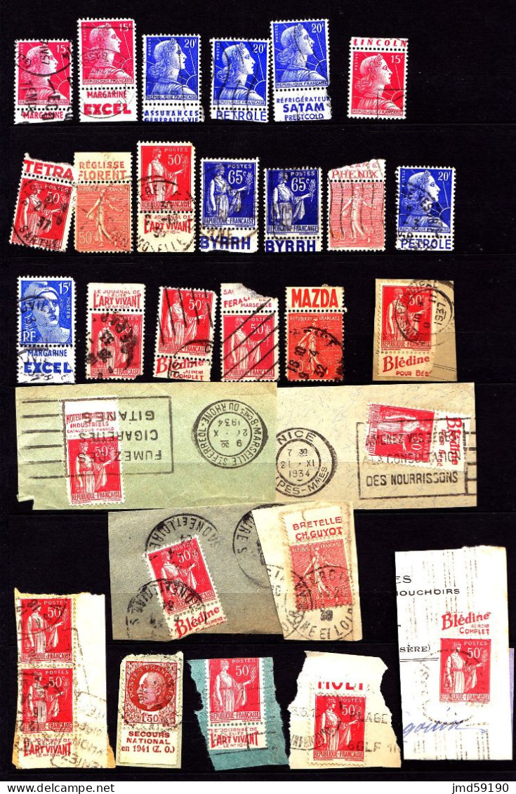 Lot 28 Timbres Oblitérés  Second Choix, Avec Bande Publicitaire - Unused Stamps