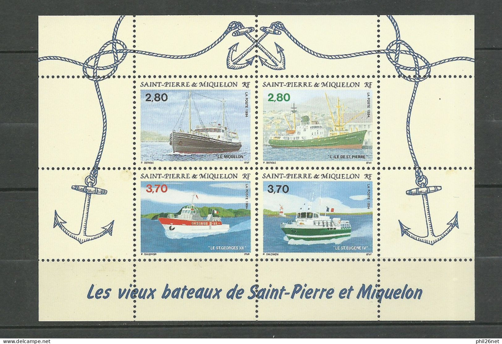 Saint Pierre Et Miquelon  Blocs  N° 4 Vieux   Bâteaux      Neufs * * TB = MNH VF Voir Scans  Soldés  ! ! ! - Blocks & Kleinbögen