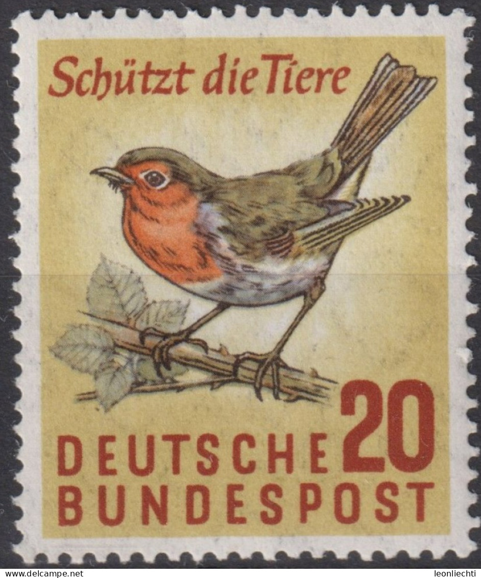 1957 BRD ** Mi:DE 275, Sn:DE 774, Yt:DE 147, Sg:DE 1194, AFA:DE 1238, Un:DE 147, Rotkehlchen - Ungebraucht