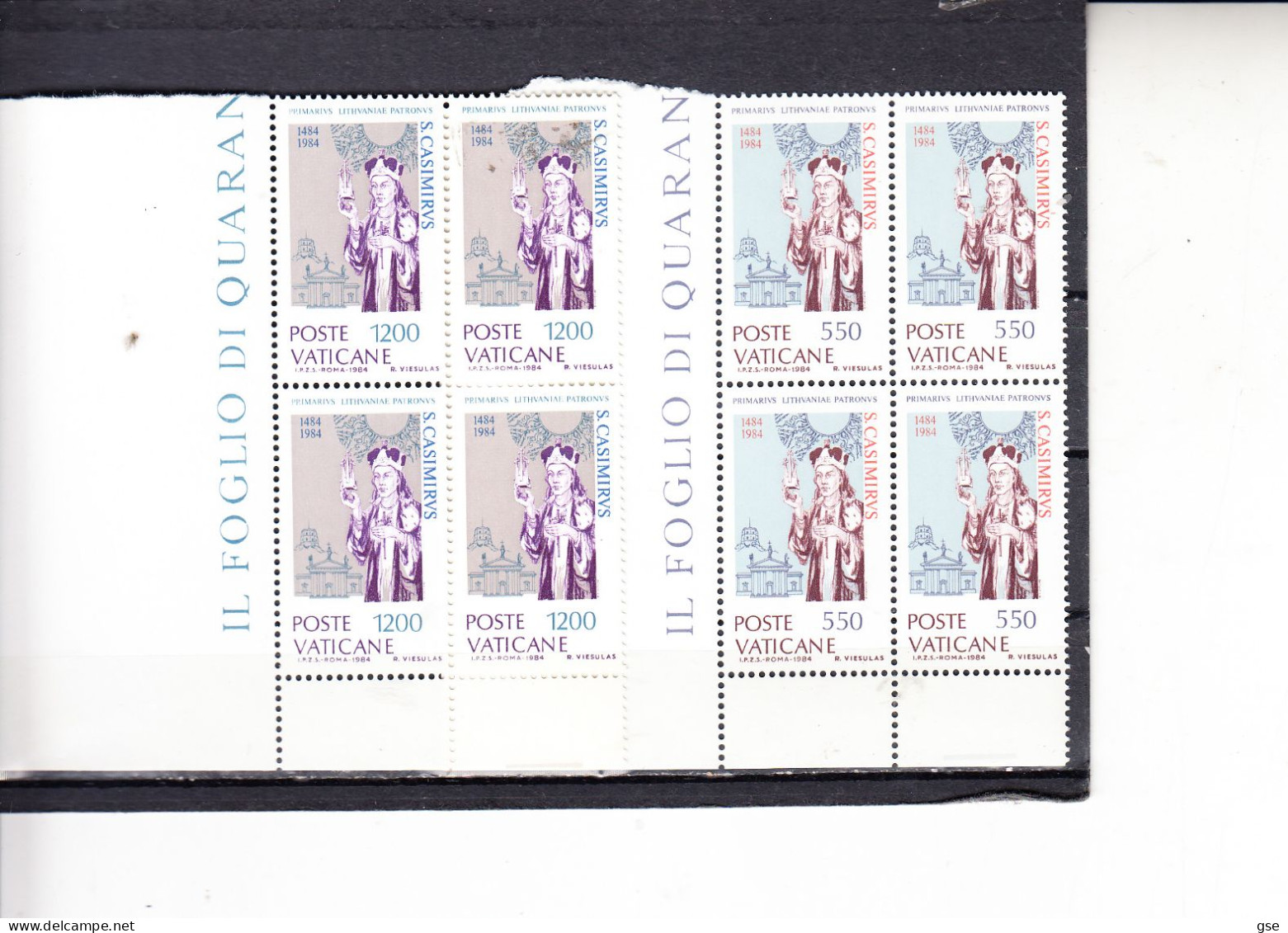 VATICANO  1984 - Sassone 749/50** (quartina)  - S.Casimiro - Unused Stamps