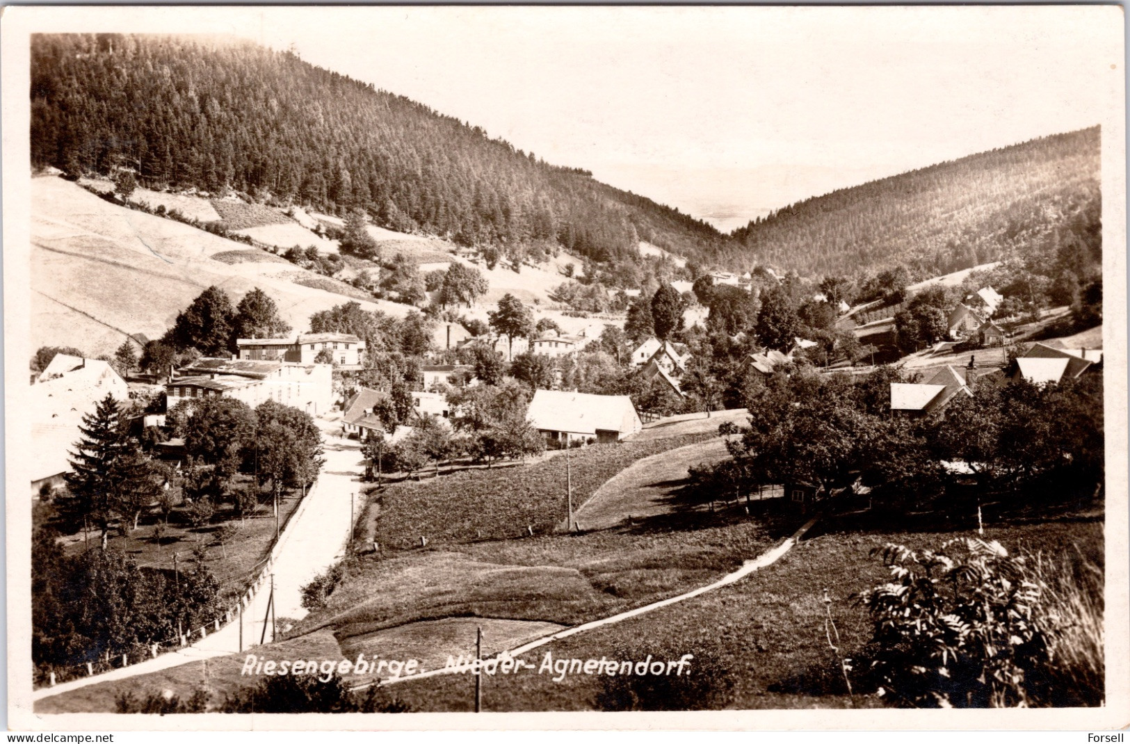 Riesengebirge , Nieder Agnetendorf (Stempel:  Agnetendorf 1928) - Schlesien