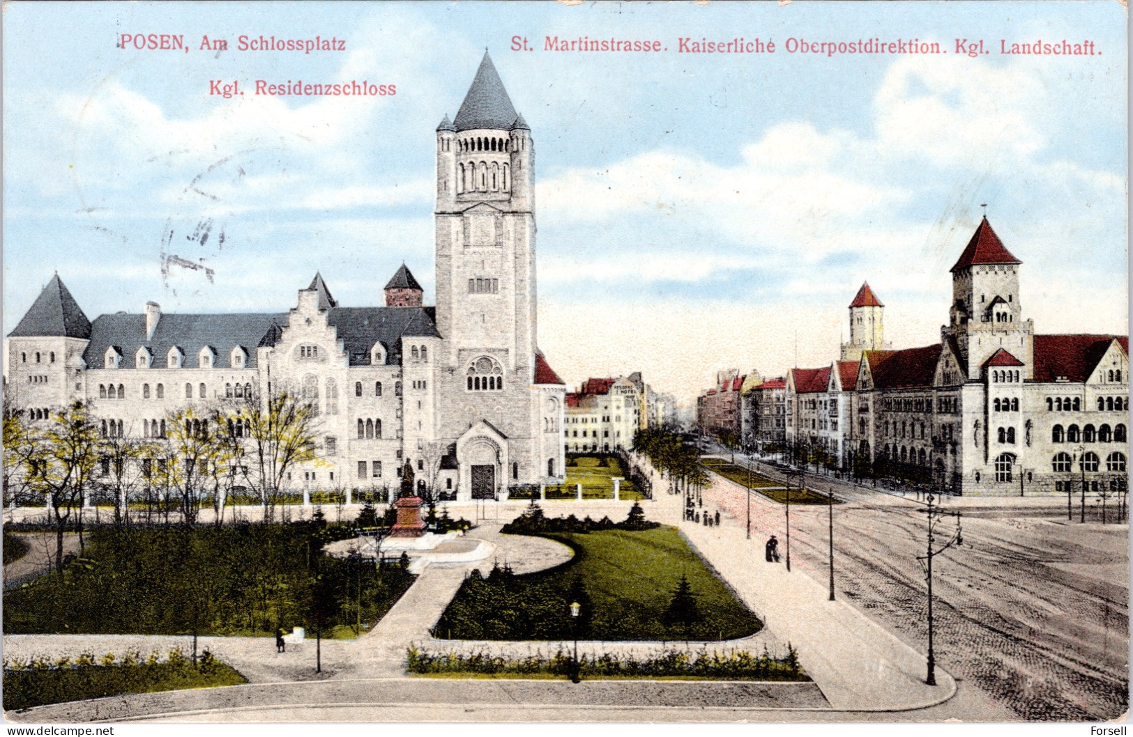 Posen , Am Schlossplatz (Stempel:  Posen W, 1912) - Posen