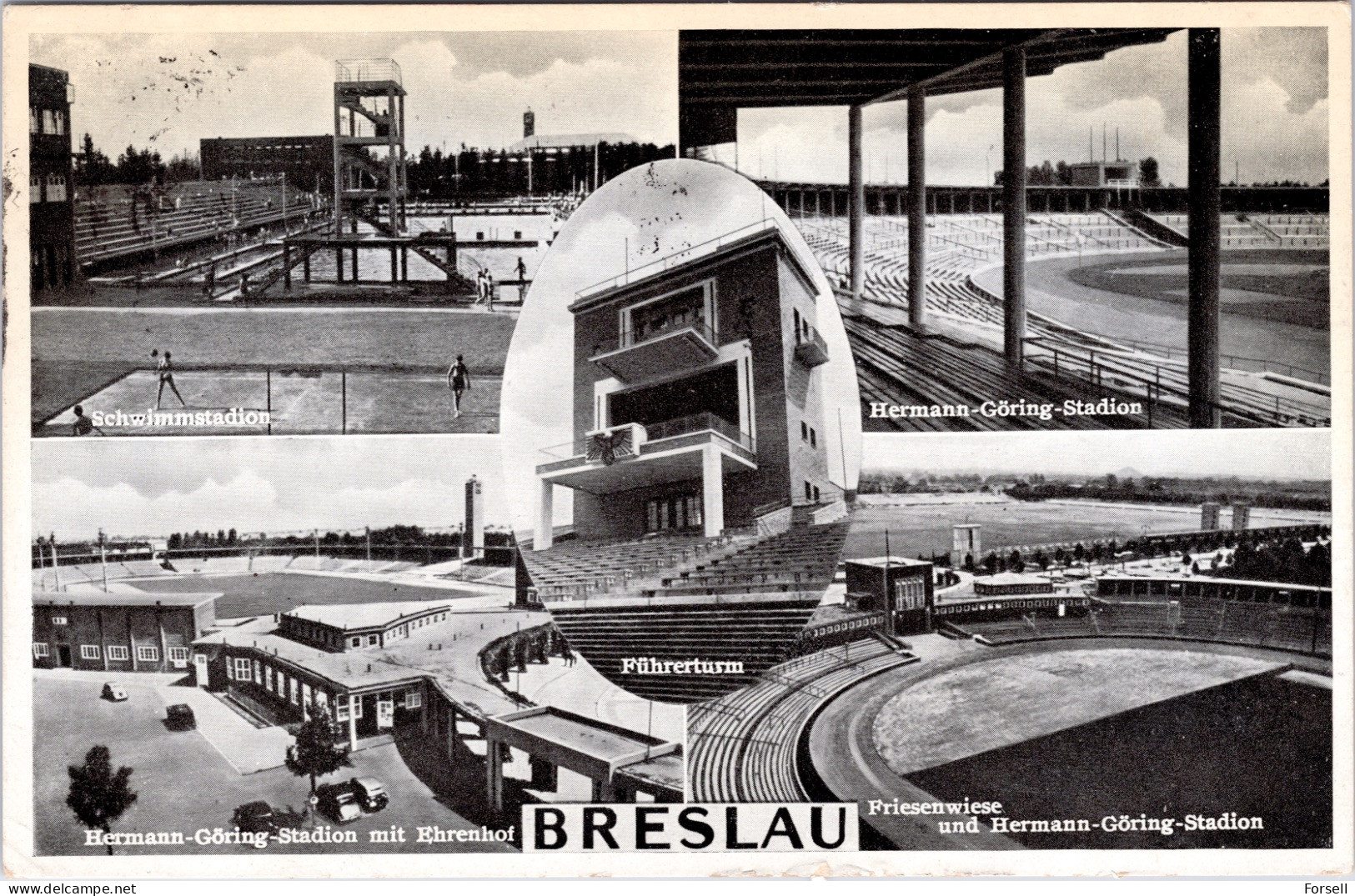 Breslau , Führerturm, Hermann-Göring Stadion… (Stempel:  Breslau 1 , 1940) - Schlesien