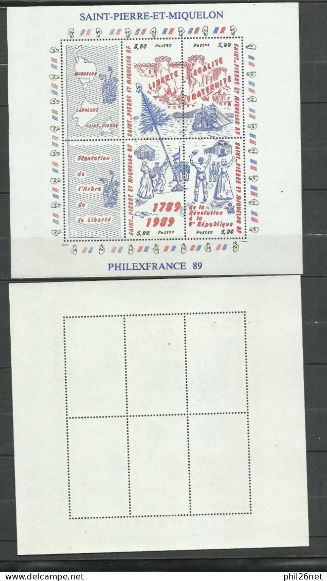 Saint Pierre Et Miquelon  SPM Bloc N° 3 Bicentenaire De La Révolution Philexfrance 1989 Neufs * * TB = MNH VF Voir Scans - Blokken & Velletjes