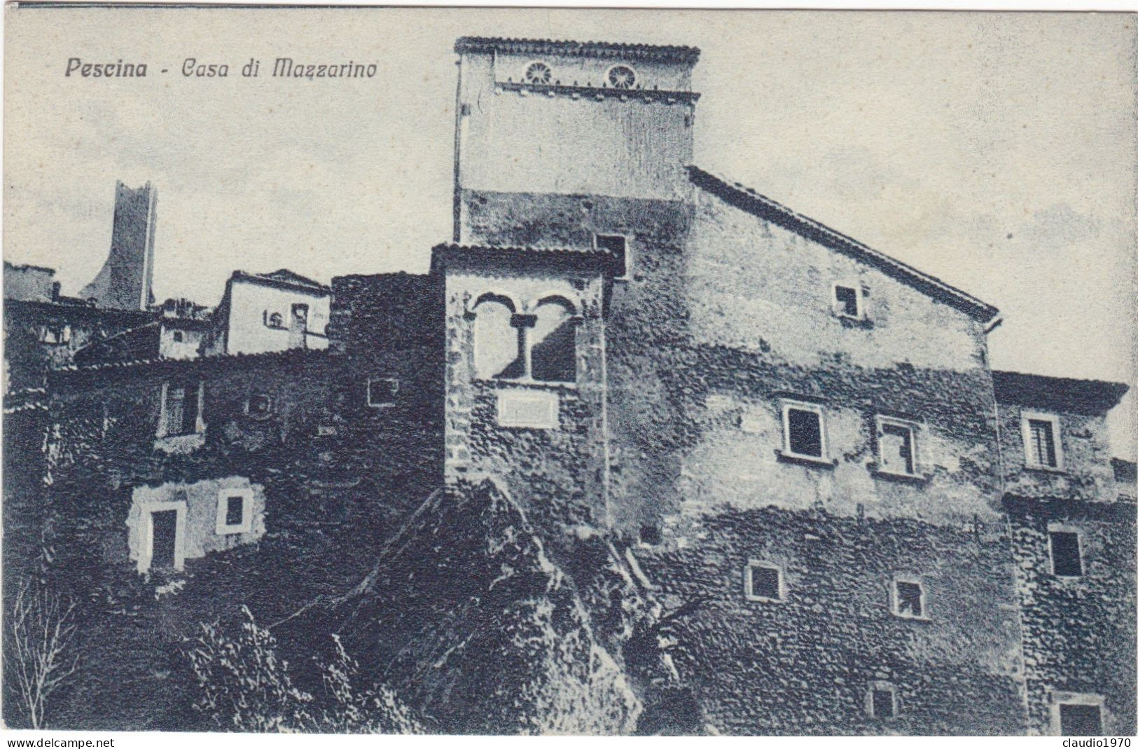 PESCINA - (AQ) CARTOLINA  - CASA DI MAZZARINO - L'Aquila