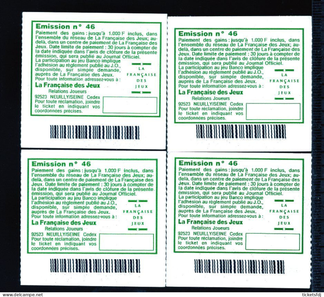 Grattage FDJ - Tickets BANCO En Francs Au Choix (12666-12760-12761-12762) FRANCAISE DES JEUX - Lottery Tickets
