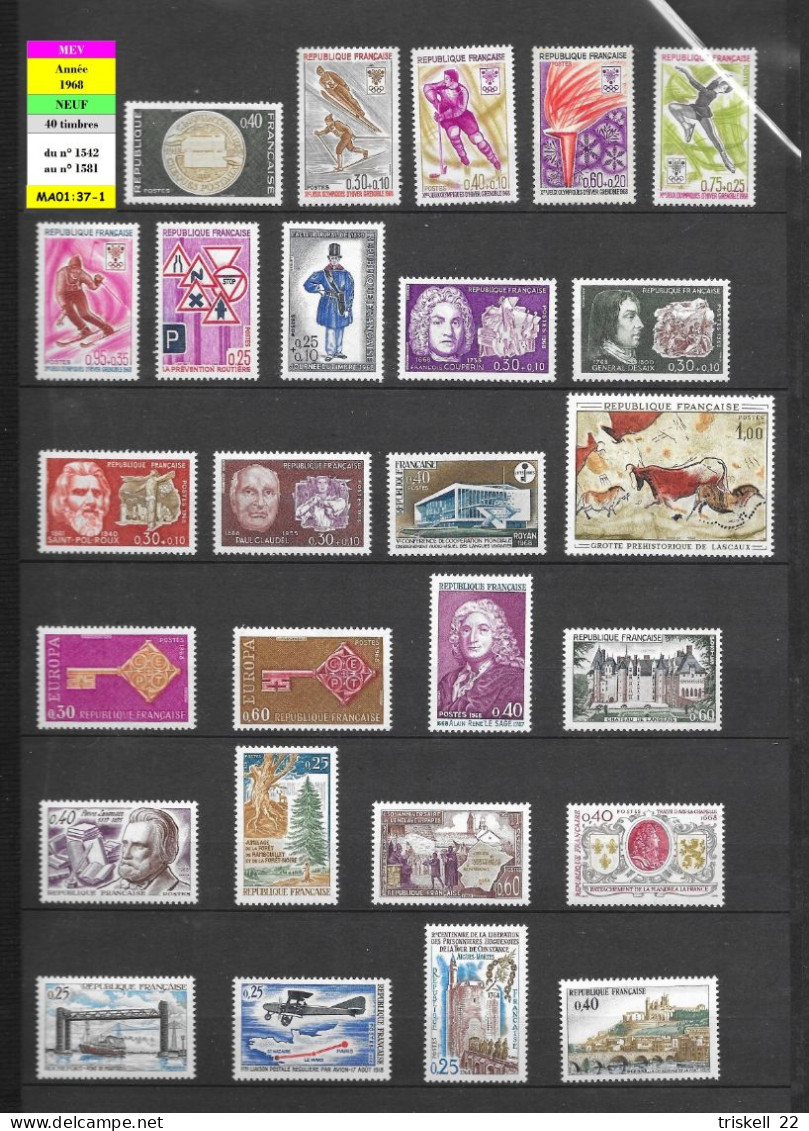 Année 1968 : N° 1542 **  à 1581 ** = 40 Timbres ** - 1960-1969