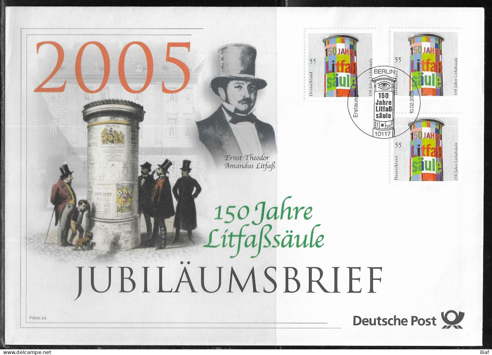 Germany. FDC Mi. 2444.   150th Anniversary Of Advertising Pillars. FDC Cancellation On Big Envelope - 2001-2010