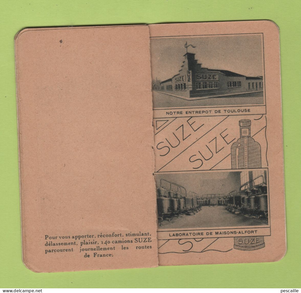 PETIT CALENDRIER PUBLICITAIRE SUZE APERITIF A LA GENTIANE 1938 - CALEPIN - Petit Format : 1921-40