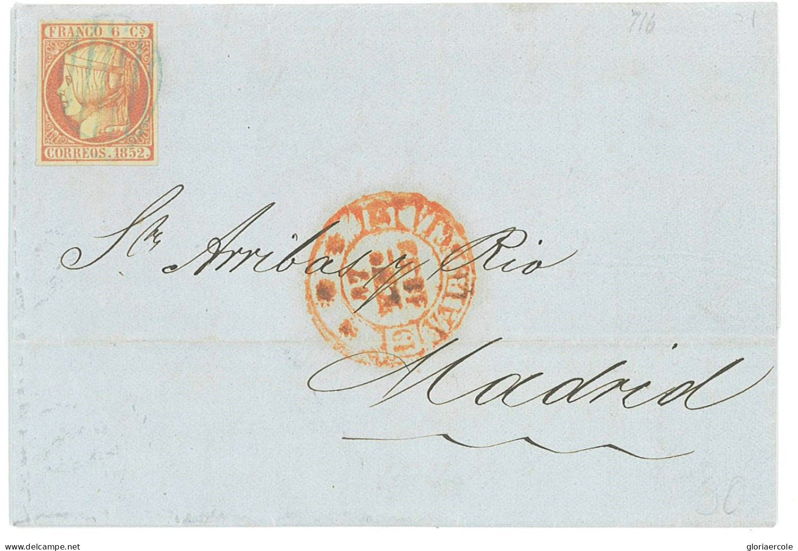 P2892 - SPAIN EDIFIL NR. 12, FROM VALENCIA 17.1.1852 - Covers & Documents