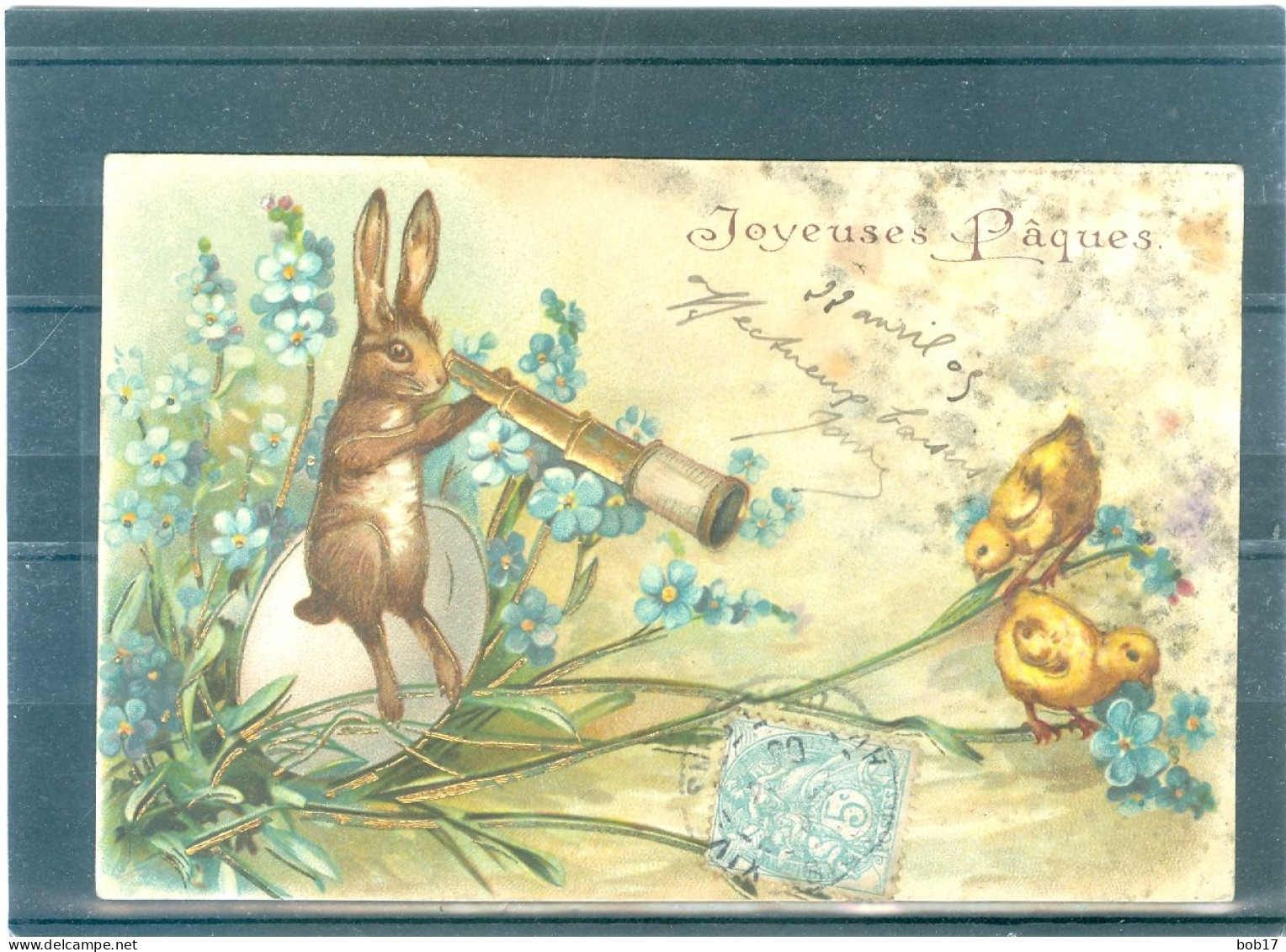 3 Cartes - Relief - Gaufrée - Embossed - Prage - Lapin - Ostern