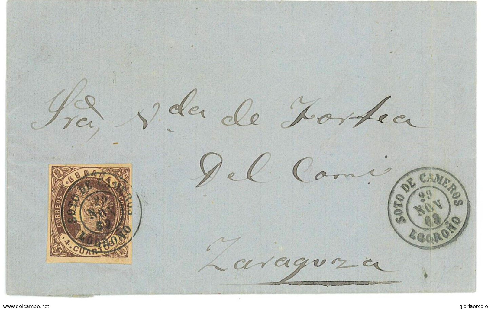 P2893 - SPAIN EDIFIL 58, FROM SOTO DE CAMEROS (LOGROÑO) 1863 - Lettres & Documents