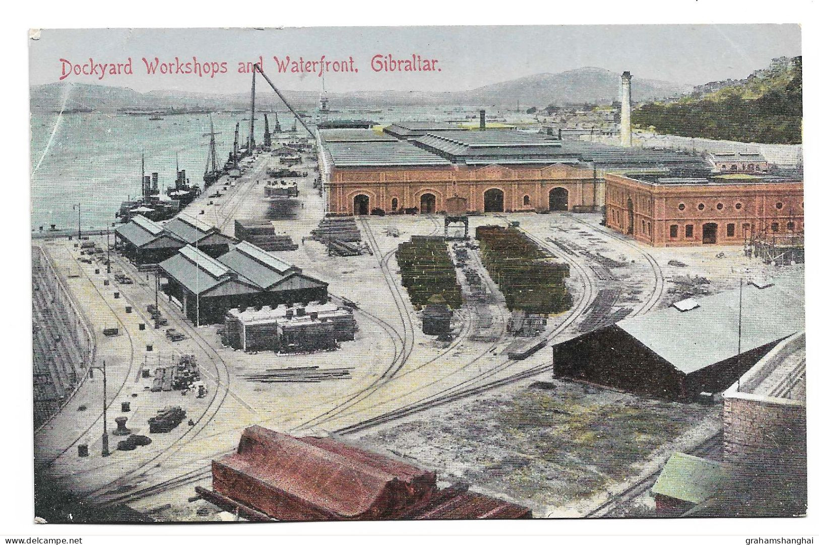 Postcard Gibraltar Dockyard Workshops & Waterfront Unposted Royal Navy Unposted - Gibraltar