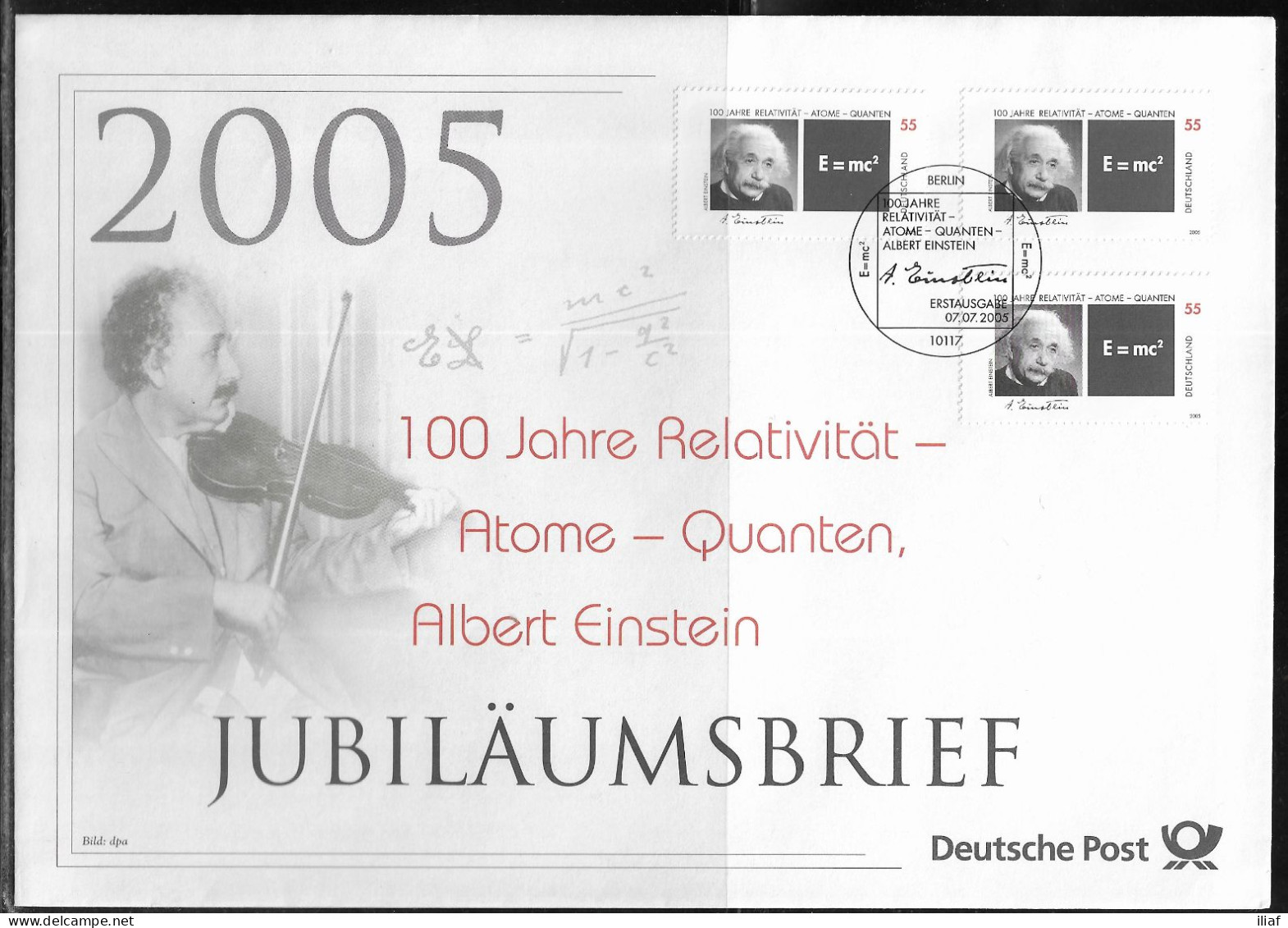 Germany. FDC Mi. 2475. Albert Einstein, Physicist. Centenary Of Theory Of Relativity. FDC Cancellation On Big Envelope - 2001-2010