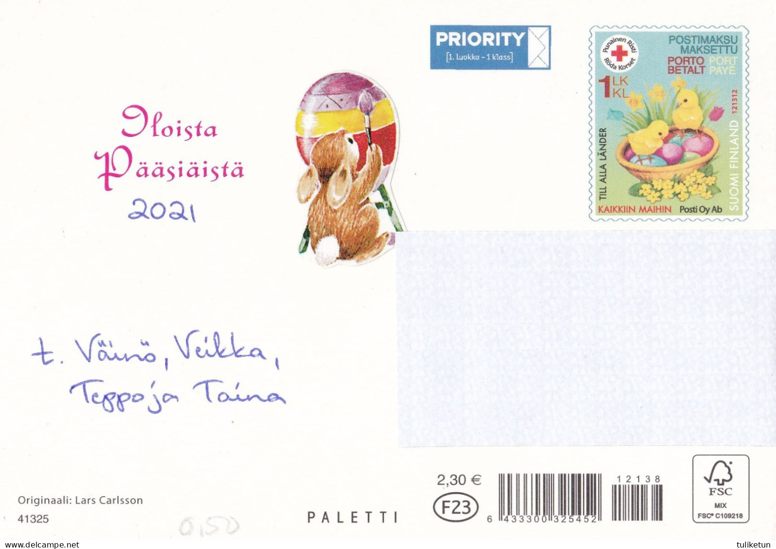 Postal Stationery - Chicks With Eggs - Happy Easter - Red Cross - Suomi Finland - Postage Paid - Lars Carlsson - Interi Postali