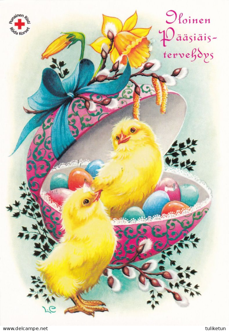 Postal Stationery - Chicks With Eggs - Happy Easter - Red Cross - Suomi Finland - Postage Paid - Lars Carlsson - Postal Stationery
