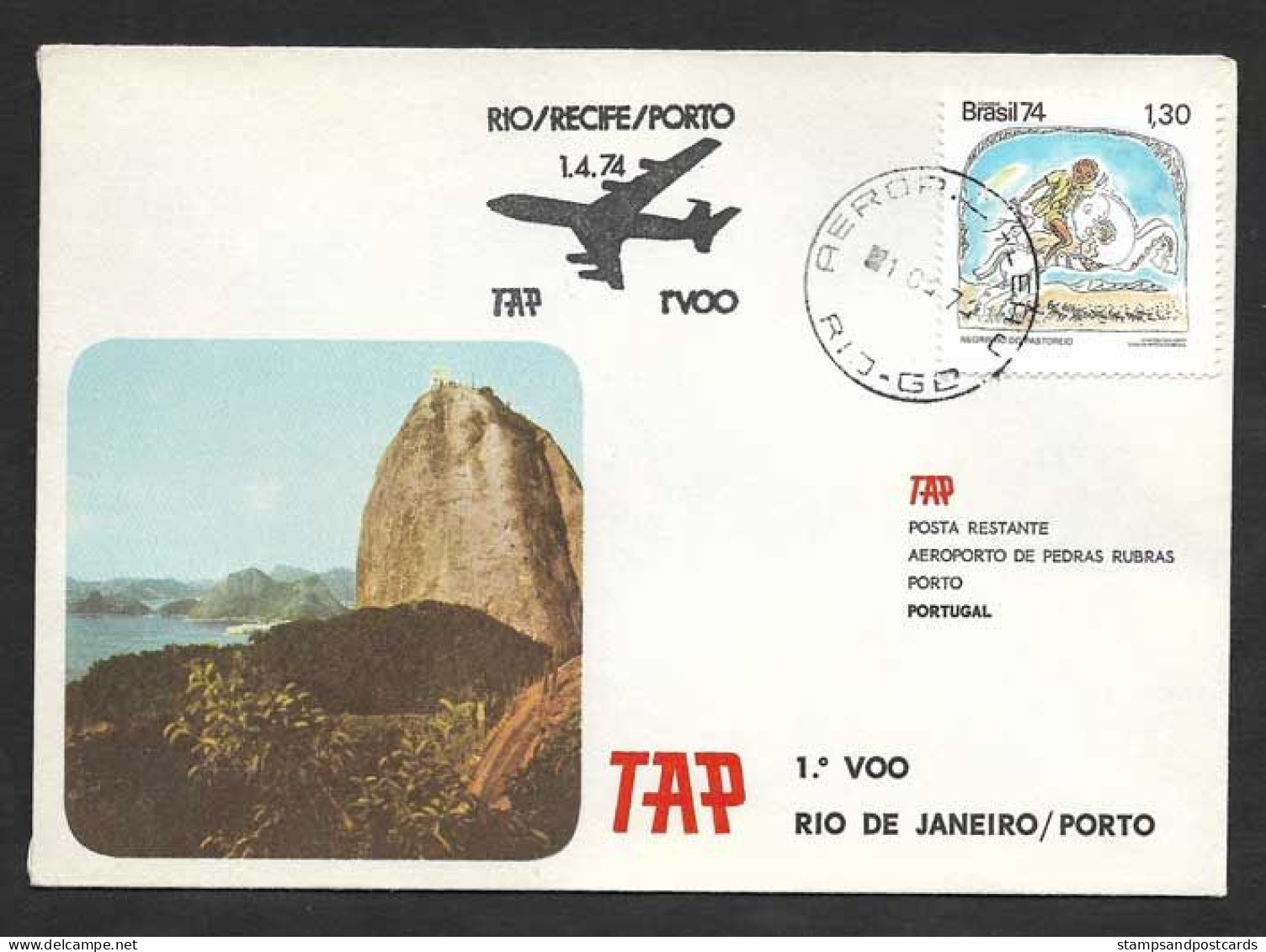 Brèsil Brasil Brazil Portugal Premier Vol TAP Rio Porto 1974 First Flight Rio De Janeiro Oporto - Luchtpost