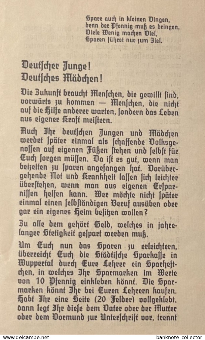 Deutschland, Germany - 2 Sparhefte Der Städt. Sparkasse In Wuppertal 1937 Bis 1939 ! - 1939-45