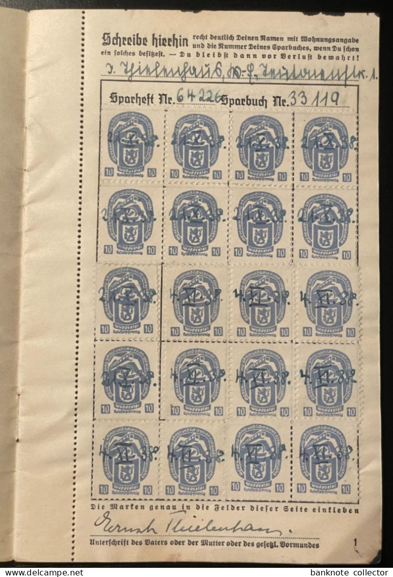 Deutschland, Germany - 2 Sparhefte der Städt. Sparkasse in Wuppertal 1937 bis 1939 !