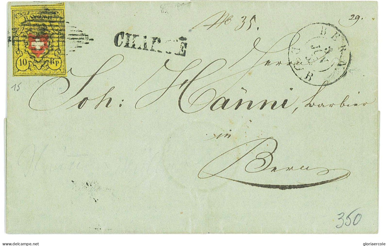 P2895 - ZUMSTEIN 16 II ON COMPLETE FOLDED LETTER, FROM BERNA, 1853, 4 MARGINS ALL AROUND - Cartas & Documentos