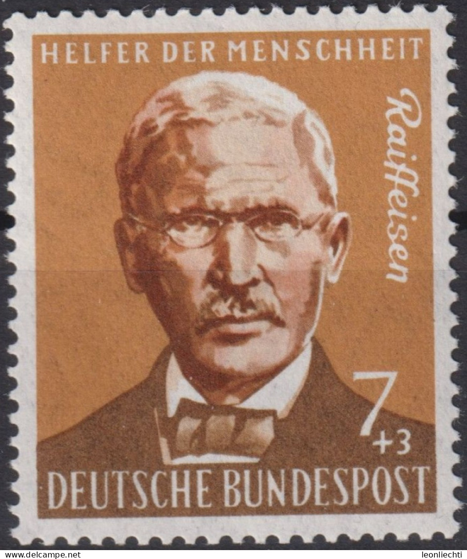 1958 BRD ** Mi:DE 297, Sn:DE B362, Yt:DE 168, Sg:DE 1214, AFA:DE 1259, Un:DE 168, Friedrich Wilhelm Raiffeisen - Ungebraucht