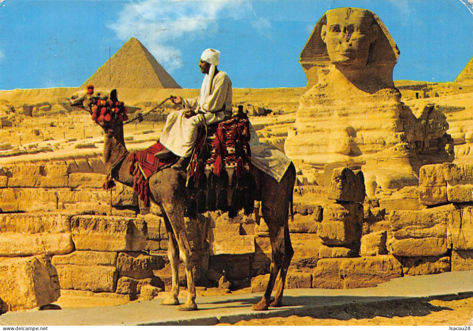 GIZA / PYRAMIDE MYKERINOS ET LE SPHINX ET EGYPTIEN SUR CHAMEAU / VOIR SCAN - Guiza