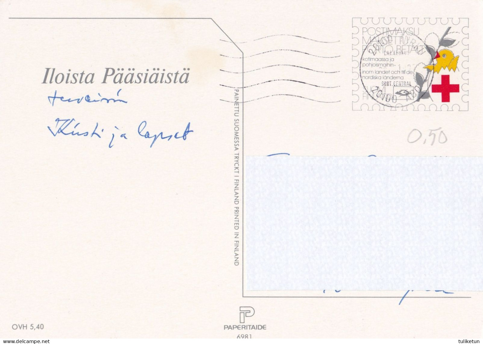 Postal Stationery - Chicks Swinging - Happy Easter - Red Cross - Suomi Finland - Postage Paid - Lars Carlsson - Entiers Postaux
