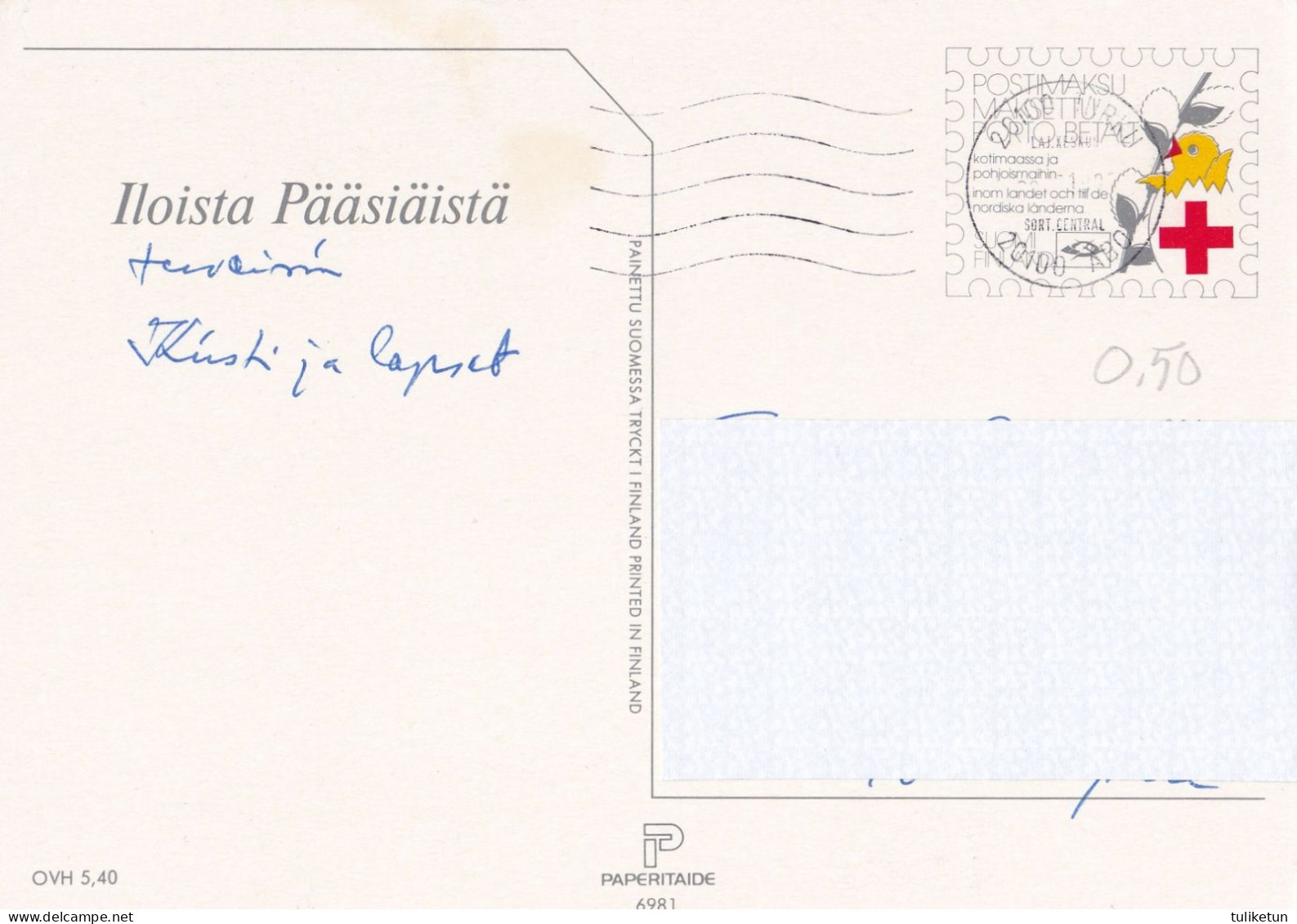 Postal Stationery - Chicks Swinging - Happy Easter - Red Cross - Suomi Finland - Postage Paid - Lars Carlsson - Postal Stationery